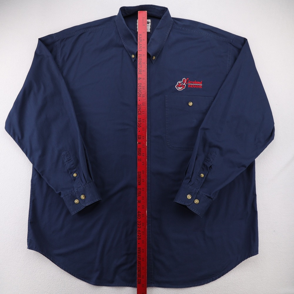 Lee Casual Collection Mens XL Navy Blue Cleveland Indians Button Down Shirt MLB - Picture 6 of 8